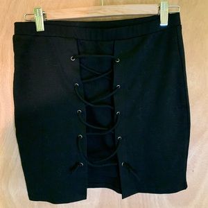 Short black lace up skirt (Wet Seal, Size L)